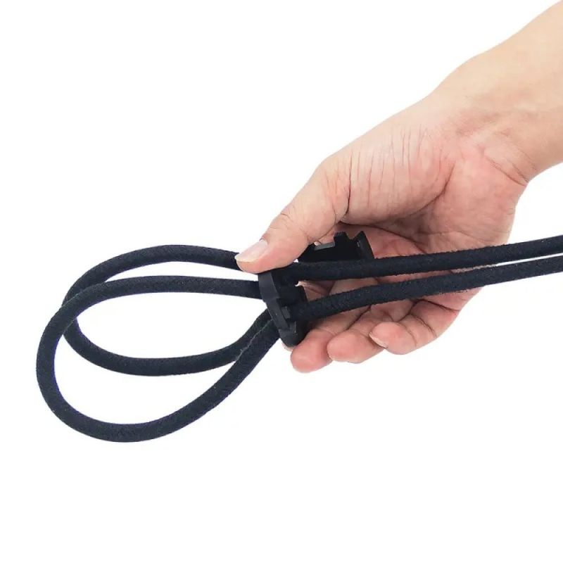 Набір мотузок на застібках, наручники та поножі Romfun з нашийником, чорний вид 4