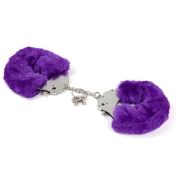 Наручники металлические на тонкой цепочке Roоmfun с фиолетовым мехом