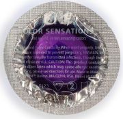 Набор латексных презервативов One Color Sensation c силиконовой смазкой фиолетового цв(цена за 5 шт)