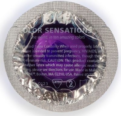 Набір латексних презервативів One Color Sensation з силіконовим мастилом фіолетового кольору (ціна за 5 шт)