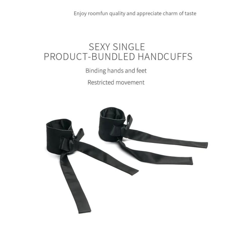 Вишукані наручники на зап'ястя Roomfun з бантами, чорні вид 9