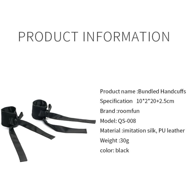 Вишукані наручники на зап'ястя Roomfun з бантами, чорні вид 10