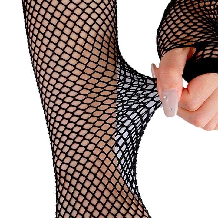 Сексуальні рукавички-мітенки до ліктя Obsessive Darkessia у сіточку, чорні, O/S вид 4