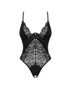 Боди кружевной с открытым доступом Obsessive Bellastia черный, XS/S