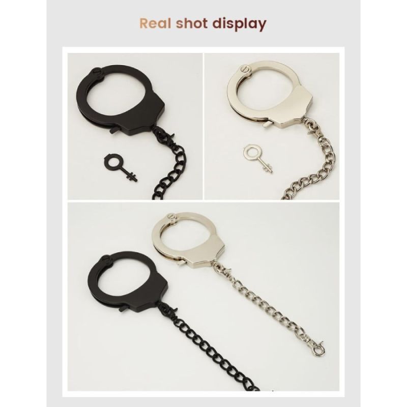 Наручник з ланцюжком та карабіном Roomfun з ключиком, чорний вид 4