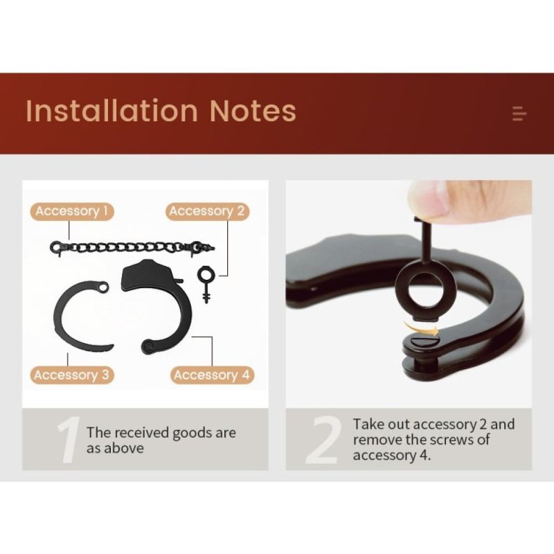 Наручник с цепочкой и карабином Roomfun с ключиком, чёрный вид 9