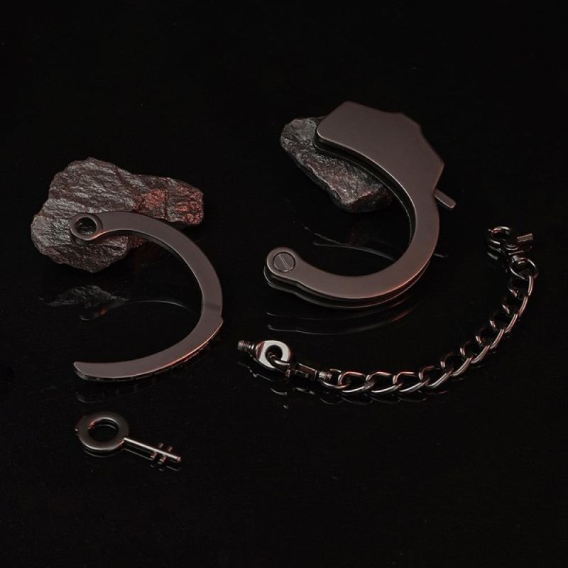 Наручник з ланцюжком та карабіном Roomfun з ключиком, чорний вид 14