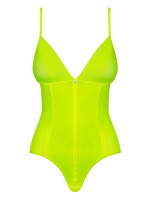 Неоново-жовтий боді Obsessive Neonia зі змійкою на спині, S/M