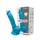 Фалоімітатор реалістичний з яєчками SILEXD ZM01 на присосці, блакитний вид 2