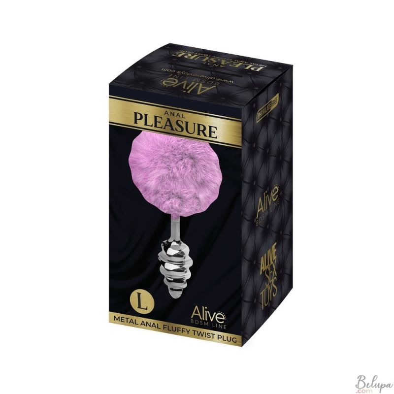 Анальна пробка Alive Anal Pleasure із світло-фіолетовим хвостиком, L вид 5