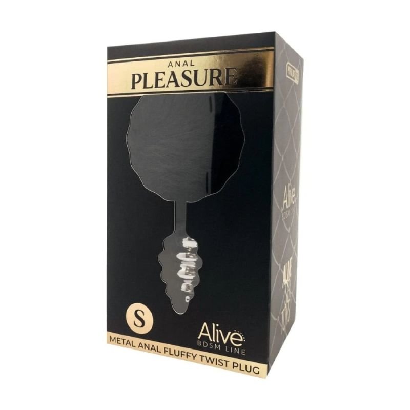 Анальна рельєфна пробка Alive Anal Pleasure із чорним хвостом, L вид 4