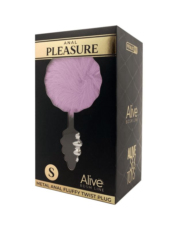Анальная рельефная пробка Alive Anal Pleasure с светло-фиолетовым хвостом, S вид 5