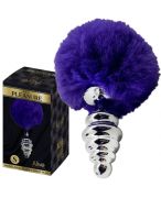 Анальна рельєфна пробка Alive Anal Pleasure з темно-фіолетовим хвостом, S