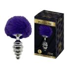 Анальна рельєфна пробка Alive Anal Pleasure з темно-фіолетовим хвостом, L вид 2