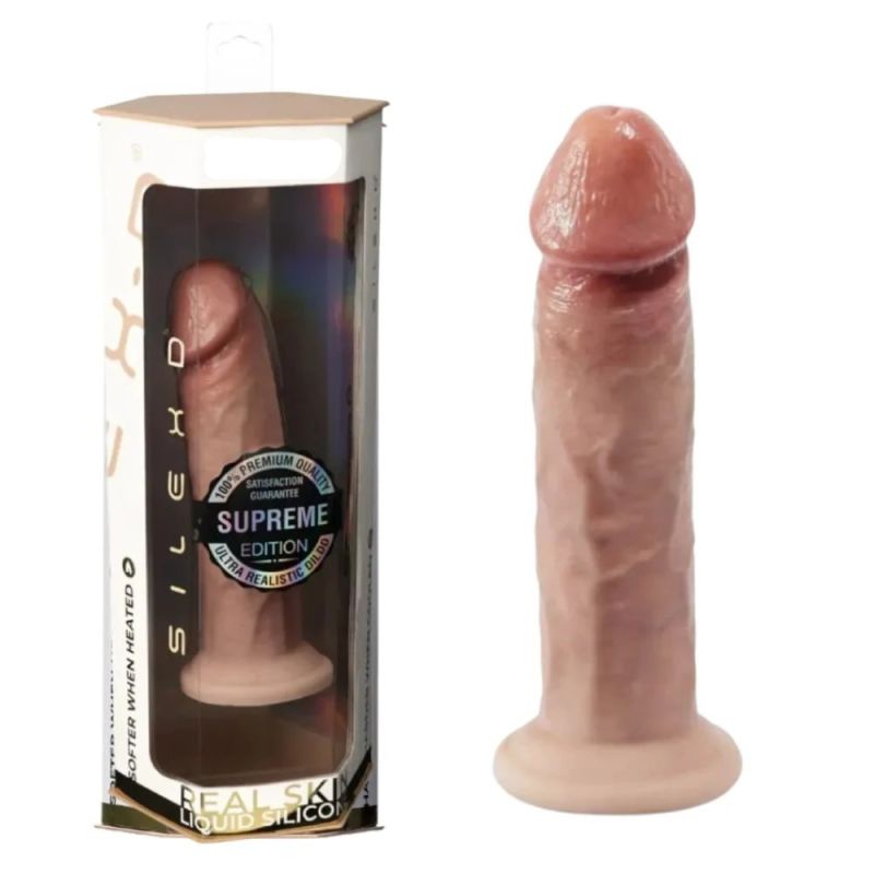 Фаллоімітатор термореактивний реалістичний Silexd Premium Real Skin Model 2 (6") на присосці, бежевий вид 2