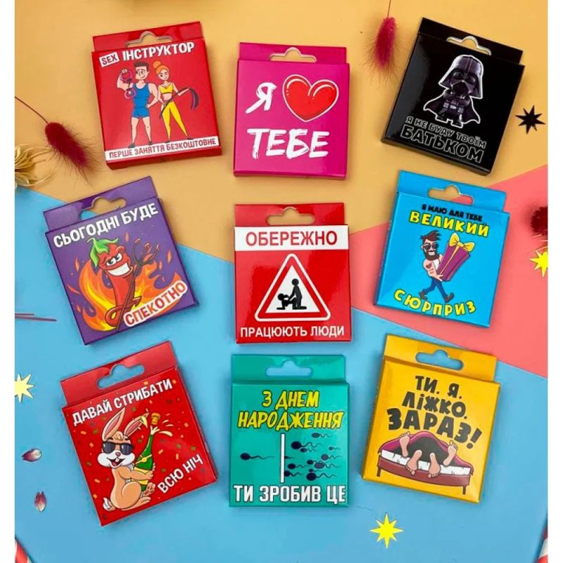 Креативный презерватив VidDushi "Осторожно. Работают люди" в пикантной упаковке вид 3