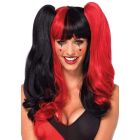 Парик Арлекино с хвостиками Leg Avenue Harlequin черно-красный вид 2