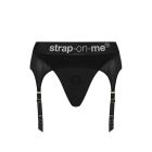 Трусы для страпона Strap-On-Me с подвязками для чулок, черные, XL вид 5