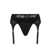 Трусы для страпона Strap-On-Me с подвязками для чулок, черные, XL