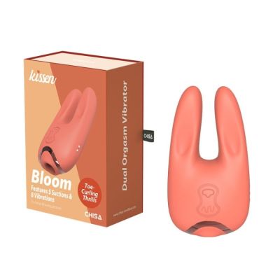 Стимулятор для клітора Chisa Kissen Bloom з вібрацією та всмоктуванням, помаранчевий