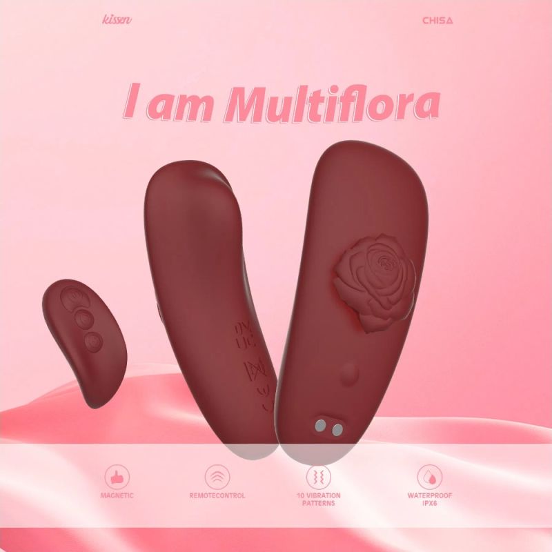 Вибрационный стимулятор в трусики Chisa Kissen Multiflora с пультом, красный вид 8