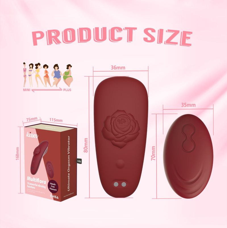 Вибрационный стимулятор в трусики Chisa Kissen Multiflora с пультом, красный вид 11
