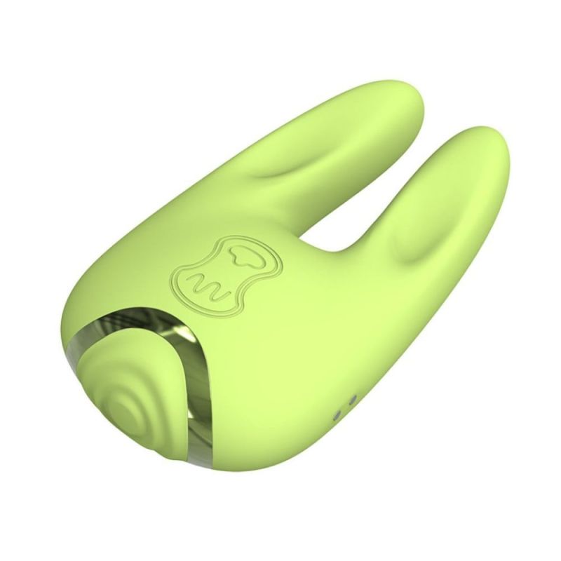 Двосторонній вібратор для клітора Chisa Kissen Satyr з вібрацією та пульсацією, зелений вид 4