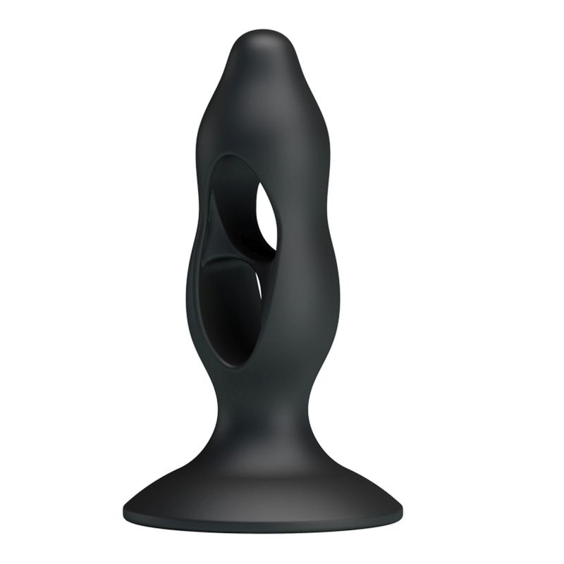 Анальная пробка с отверстиями Baile Fabulous Silicone Butt Plug черная вид 3