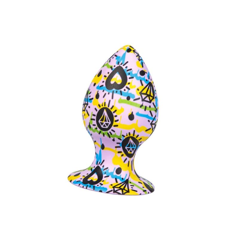 Анальная пробка дизайнерская на присоске Love Shop гигантская, силиконовая, с узором вид 3