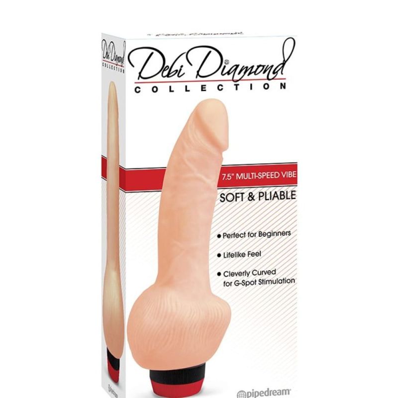 Вібратор реалістичний Pipedream Debi Diamond на батарейках, бежевий вид 2