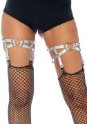 Гартери для панчох із декоративними серцями Leg Avenue сріблясті, O/S