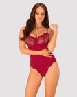 Боди сексуальное с кружевными вставками Obsessive Rosalyne красное, L/XL вид 2