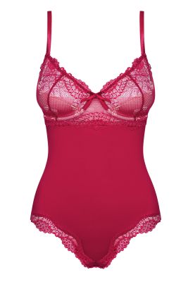 Сексуальне боді з мереживними вставками Obsessive Rosalyne червоне, L/XL