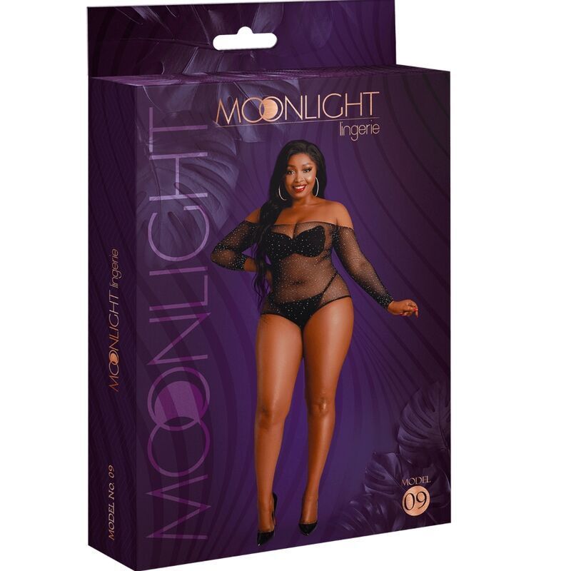 Боді Moonlight Lingerie 09 напівпрозоре, чорне, Plus Size вид 4