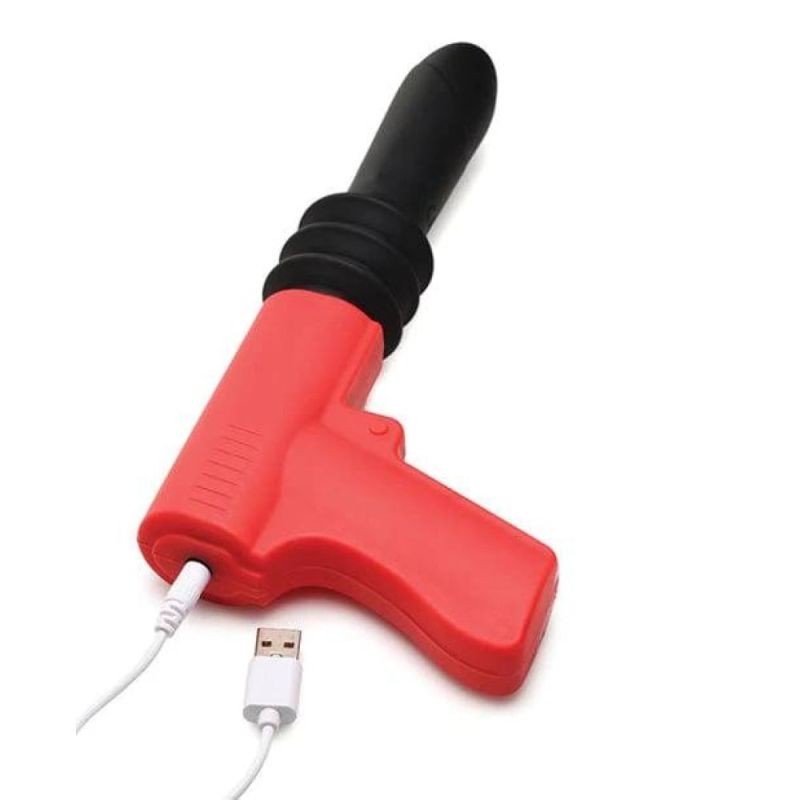 Вібратор у формі пістолета, із фрикціями Master Series Pistol Pounder червоно-чорний вид 5