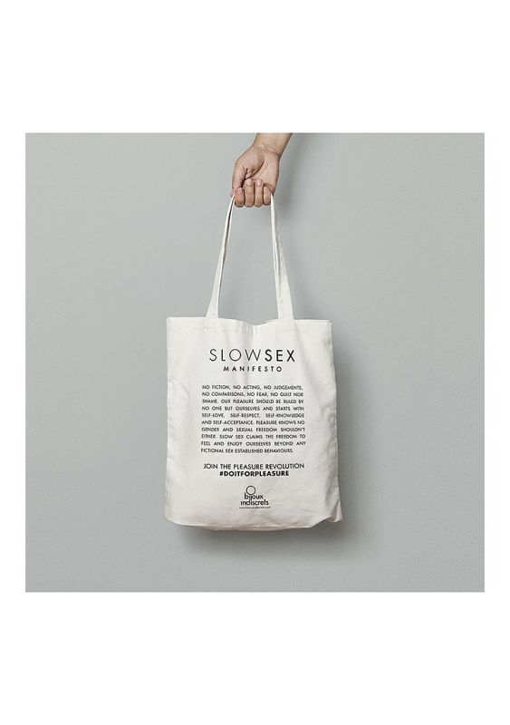 Сумка-шопер тканинна Bijoux indiscrets SLOW SEX Tote Bag біла вид 2
