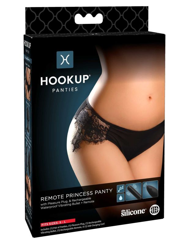 Вібратор в трусики Pipedream Hookup Panties Remote Princess зі знімною віброкулею, чорний, S-L вид 7