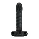 Вібронасадка на палець Pretty Love Alexander з ребристими вставками, чорна вид 2