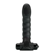 Вібронасадка на палець Pretty Love Alexander з ребристими вставками, чорна