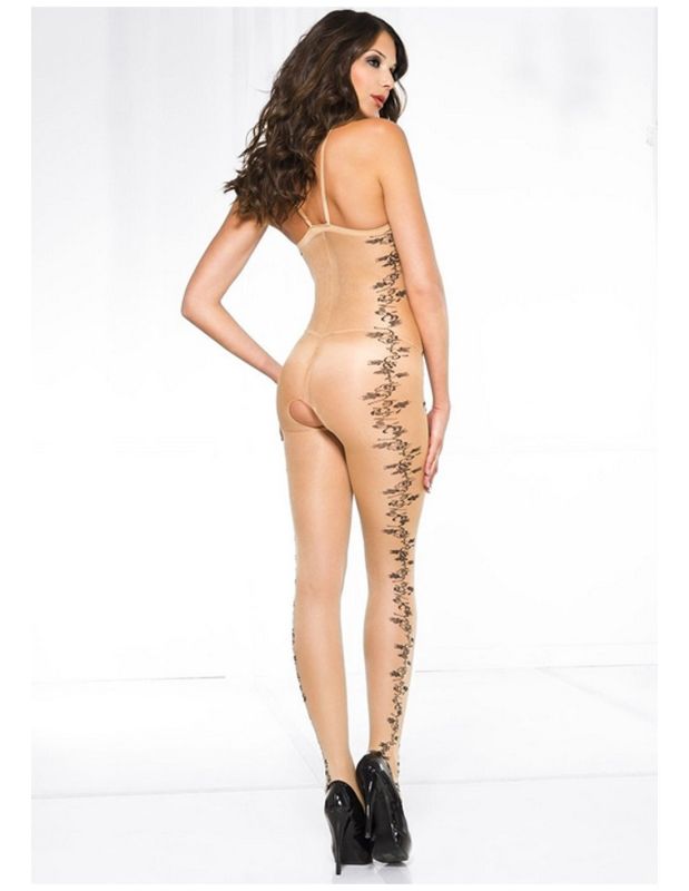 Комбинезон сексуальный с цветочным рисунком Music Legs бежевый, S/L вид 3