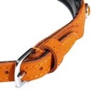 Нашийник зі стразами тонкий DS Fetish шкіряний, помаранчевий (Голландія) вид 3