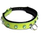 Нашийник зі стразами тонкий DS Fetish шкіряний, салатовий (Голландія) вид 2
