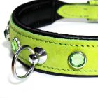 Нашийник зі стразами тонкий DS Fetish шкіряний, салатовий (Голландія) вид 3