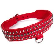 Ошейник кожаный со стразами DS Fetish красный (Голландия)