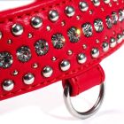 Ошейник кожаный со стразами DS Fetish красный (Голландия) вид 3
