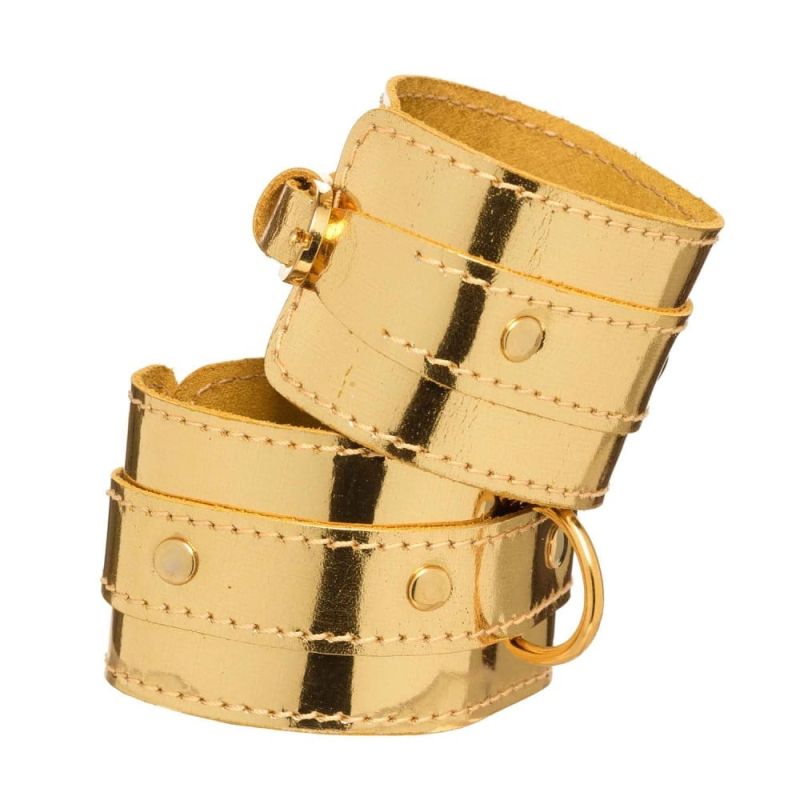 Наручники для БДСМ (без зчіпки) DS Fetish лаковане золото вид 3