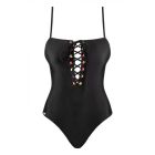 Купальник сдельный Obsessive Beverelle с глубоким декольте и шнуровкой, черный, S вид 5