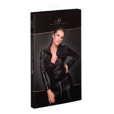 Блузка из винила с мокрым эффектом Noir Handmade F227 черная, XL
