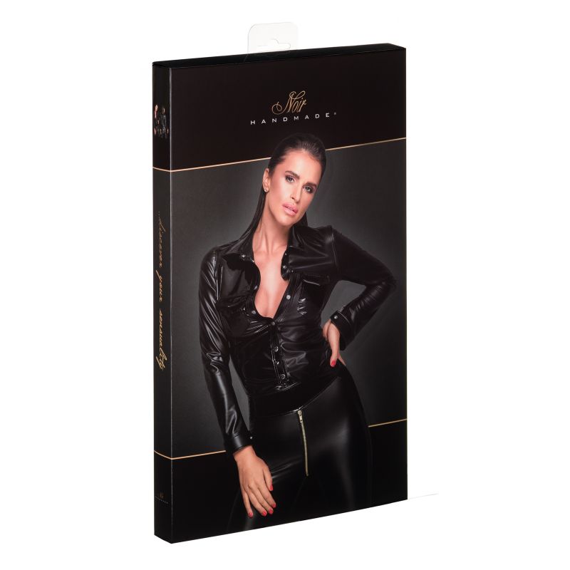 Блузка з вінілу з мокрим ефектом Noir Handmade F227 чорна, XL вид 5