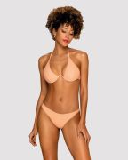 Купальник Obsessive Paralia з ліфом на кісточках та стрінгами на високій посадці, персиковий, S